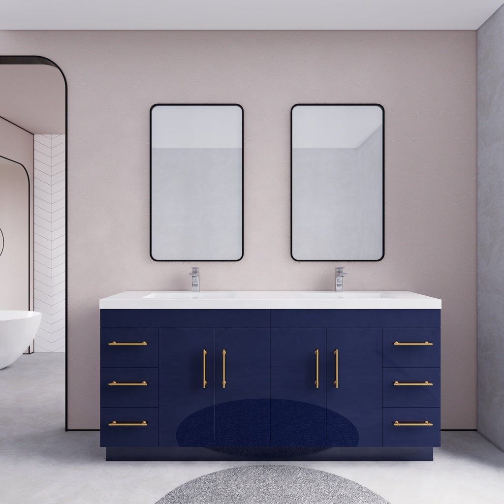 Meuble-lavabo autoportant Eliza de 72 po avec double vasque