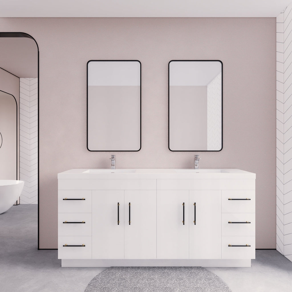 Meuble-lavabo autoportant Eliza de 72 po avec double vasque