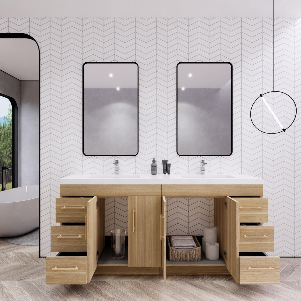 Meuble-lavabo autoportant Eliza de 72 po avec double vasque