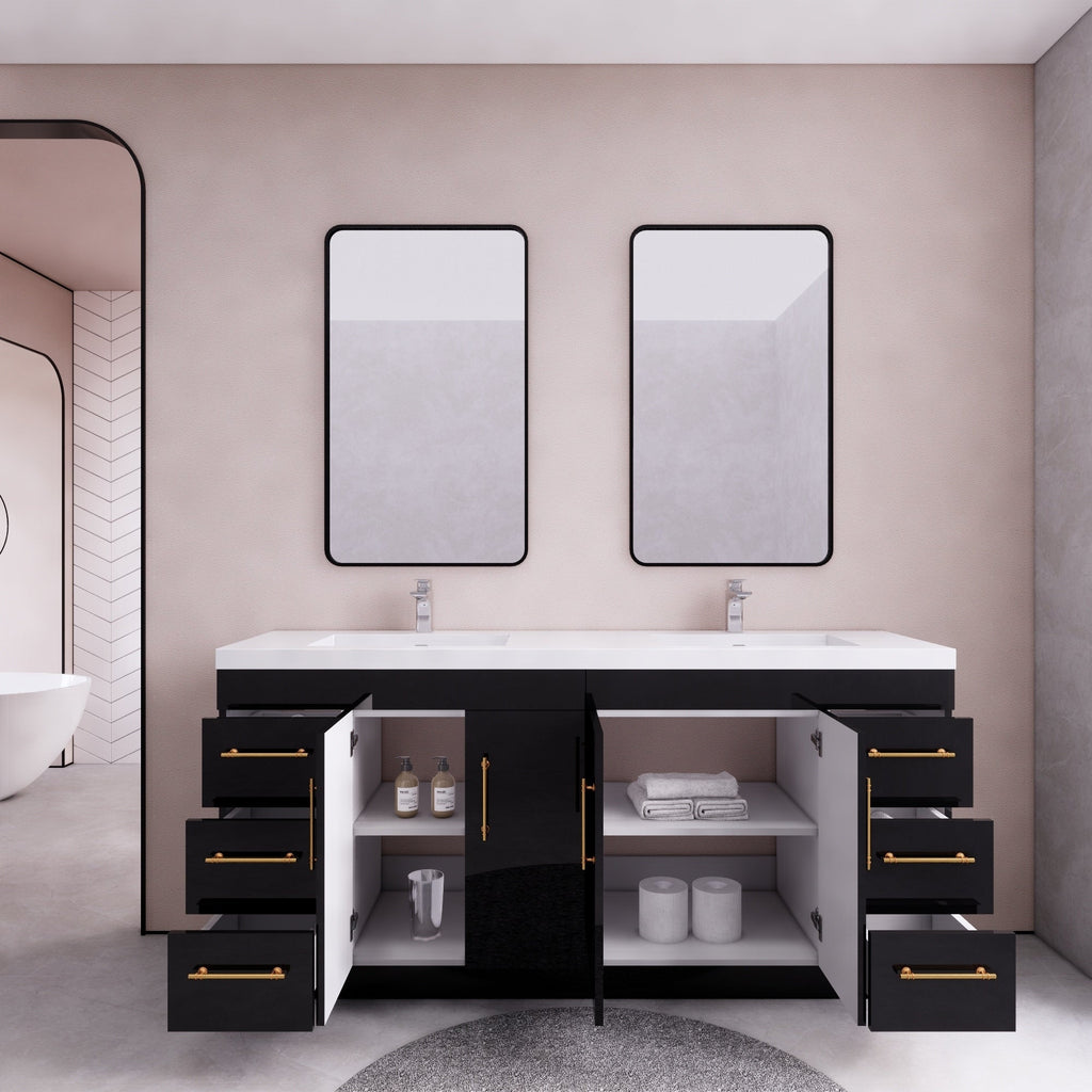 Meuble-lavabo autoportant Eliza de 72 po avec double vasque