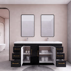 Meuble-lavabo autoportant Eliza de 72 po avec double vasque