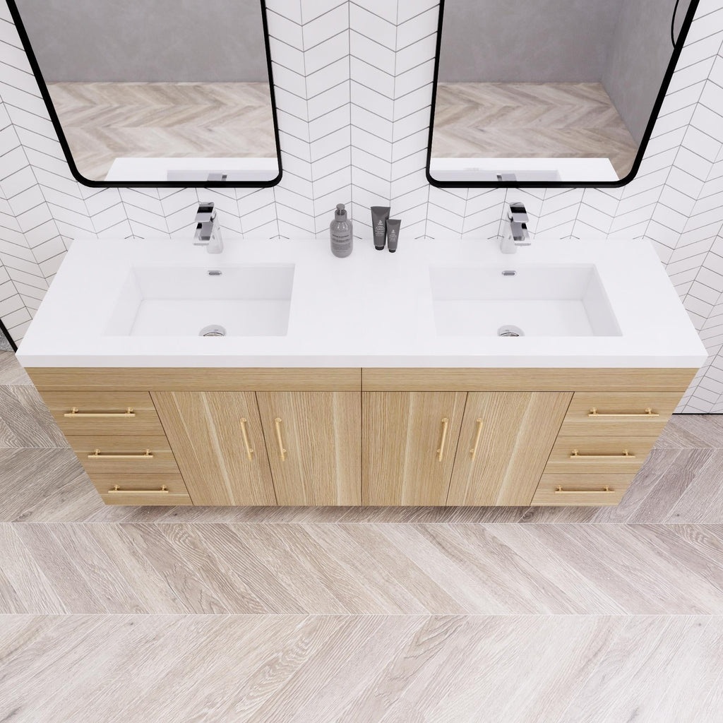 Meuble-lavabo autoportant Eliza de 72 po avec double vasque
