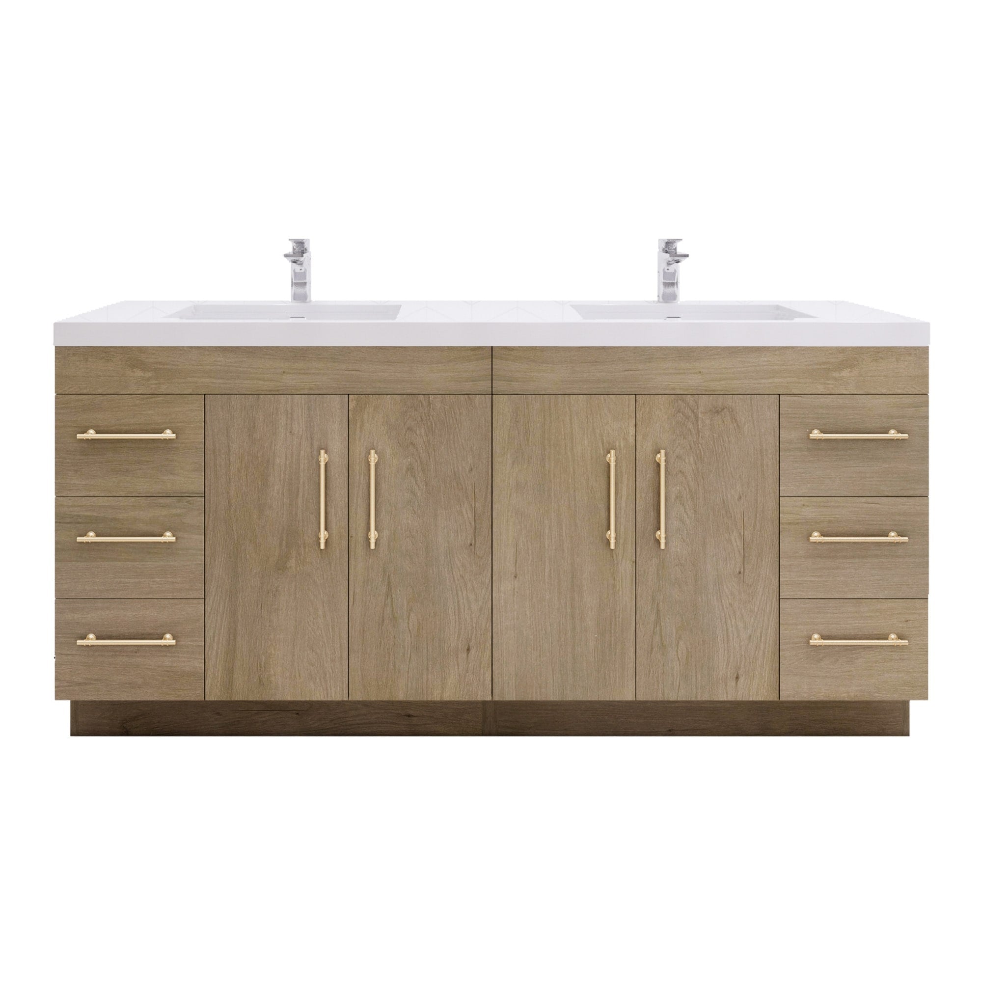 Meuble-lavabo autoportant Eliza de 72 po avec double vasque