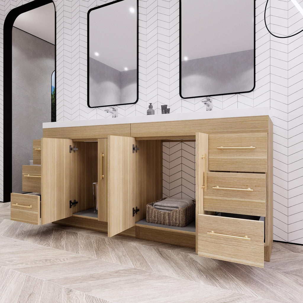 Meuble-lavabo autoportant Eliza de 72 po avec double vasque