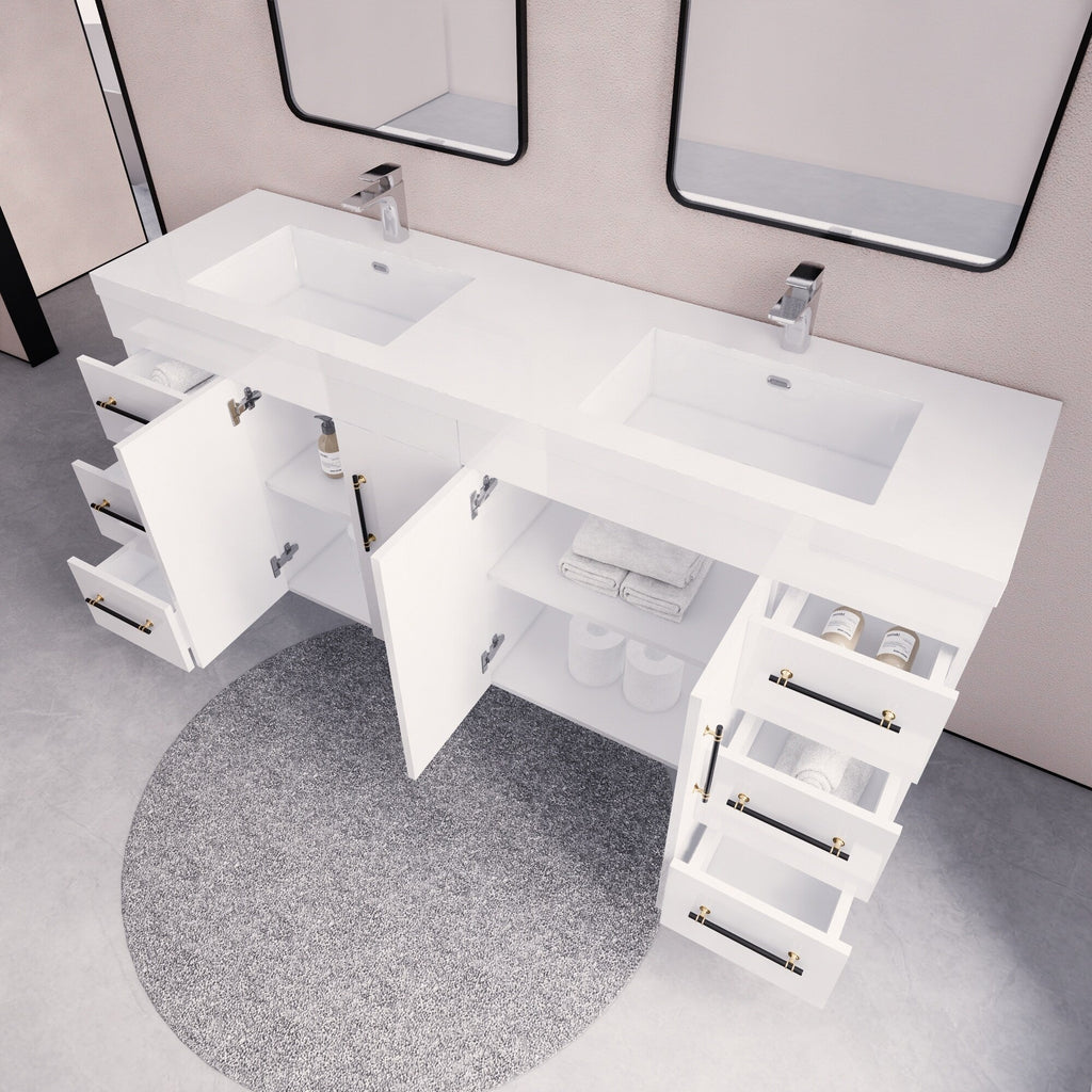 Meuble-lavabo autoportant Eliza de 72 po avec double vasque