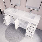 Meuble-lavabo autoportant Eliza de 72 po avec double vasque
