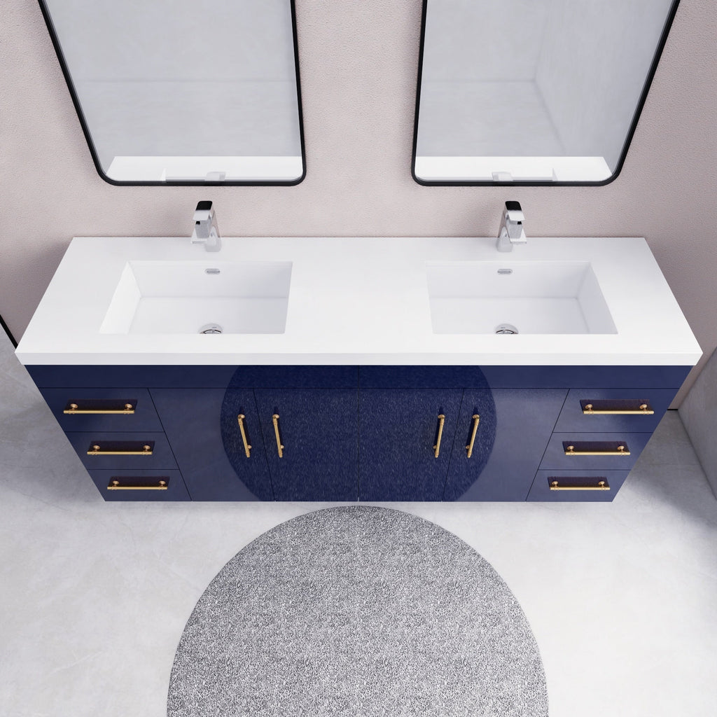 Meuble-lavabo autoportant Eliza de 72 po avec double vasque