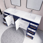 Meuble-lavabo autoportant Eliza de 72 po avec double vasque