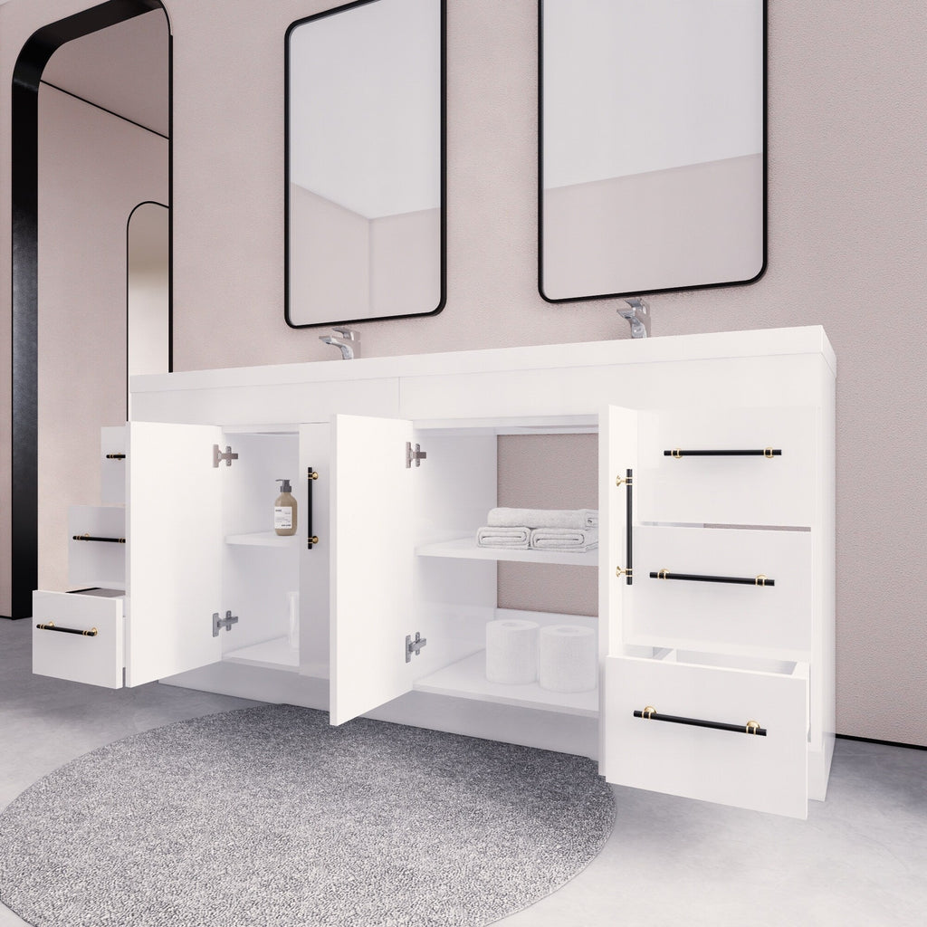 Meuble-lavabo autoportant Eliza de 72 po avec double vasque