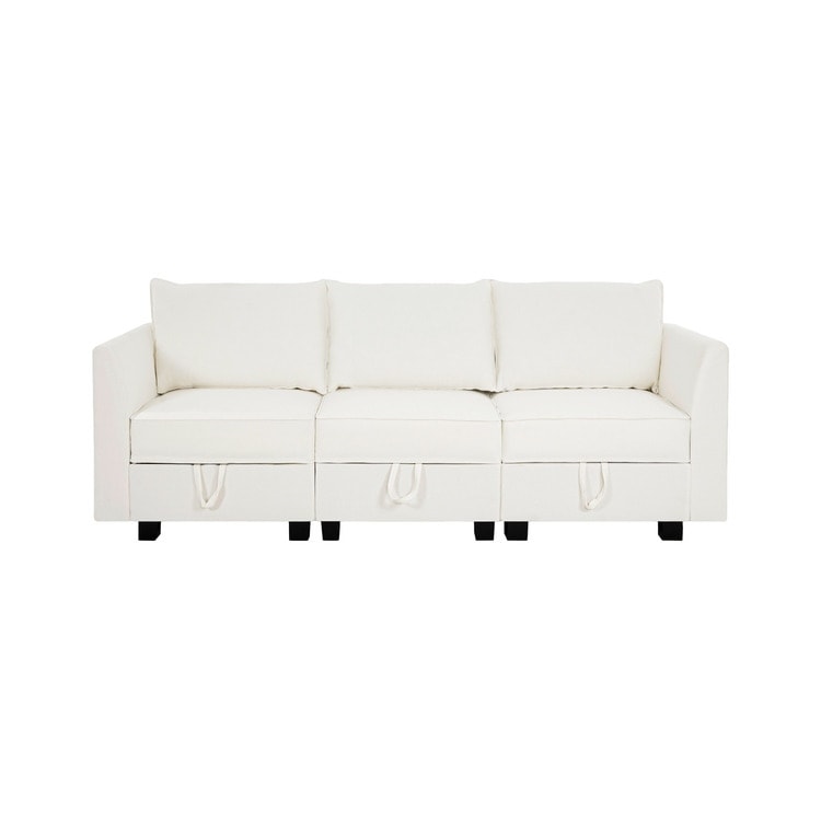 Canapé modulaire 3 pièces avec assise douce et confortable Canapé en lin avec cadre en bois robuste Idéal pour les petits espaces