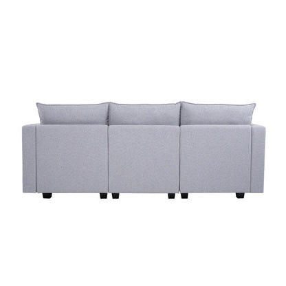 Canapé modulaire 3 pièces avec assise douce et confortable Canapé en lin avec cadre en bois robuste Idéal pour les petits espaces