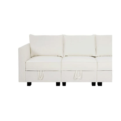 Canapé modulaire 3 pièces avec assise douce et confortable Canapé en lin avec cadre en bois robuste Idéal pour les petits espaces
