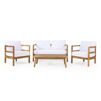 Salon de jardin 4 places en bois d'acacia Ellendale avec coussins par Christopher Knight Home