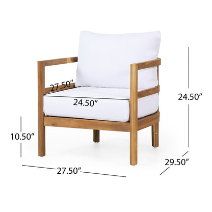 Salon de jardin 4 places en bois d'acacia Ellendale avec coussins par Christopher Knight Home