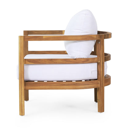Fauteuils club d'extérieur Ellendale en bois d'acacia avec coussin par Christopher Knight Home
