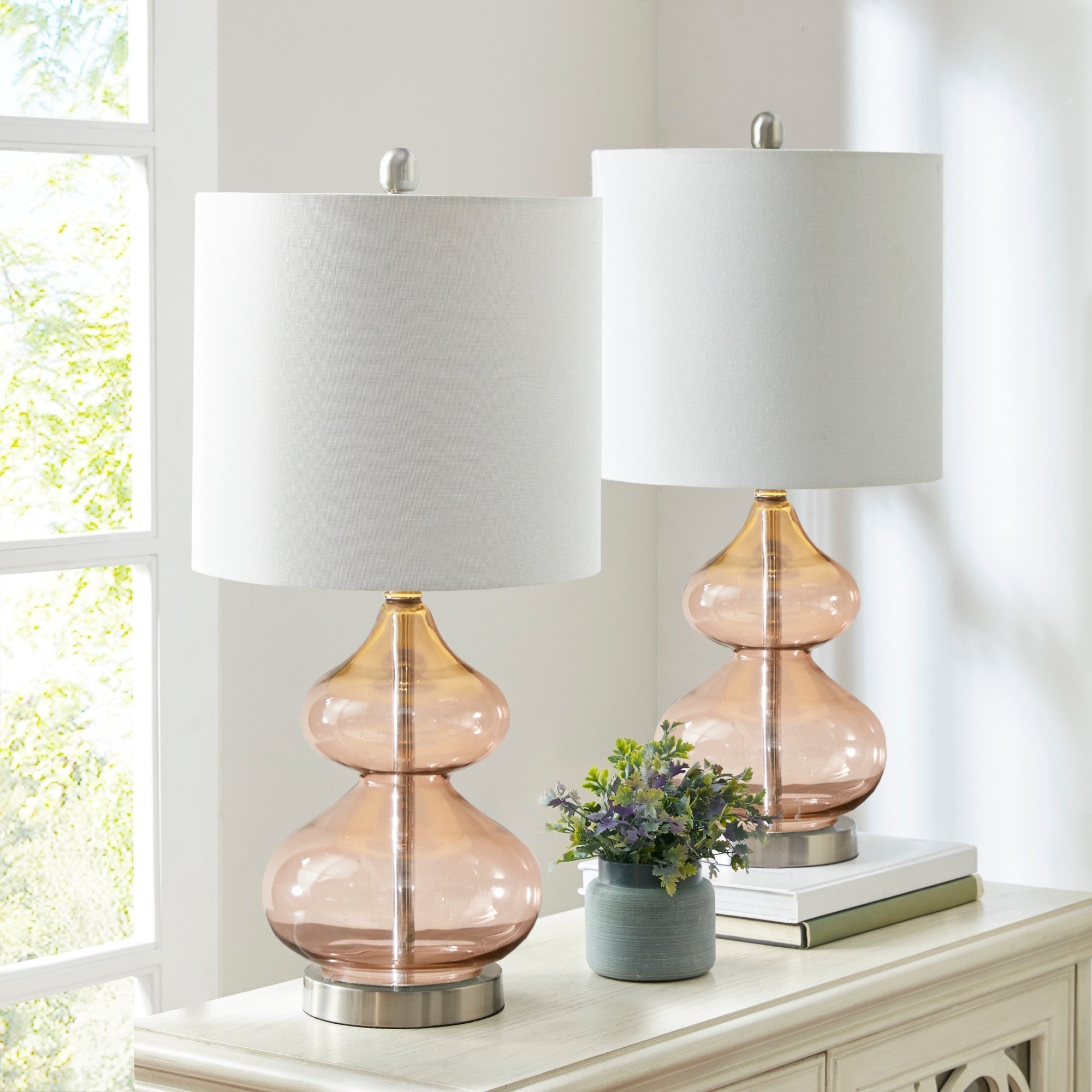 Lampe de table en verre courbé Ellipse, lot de 2
