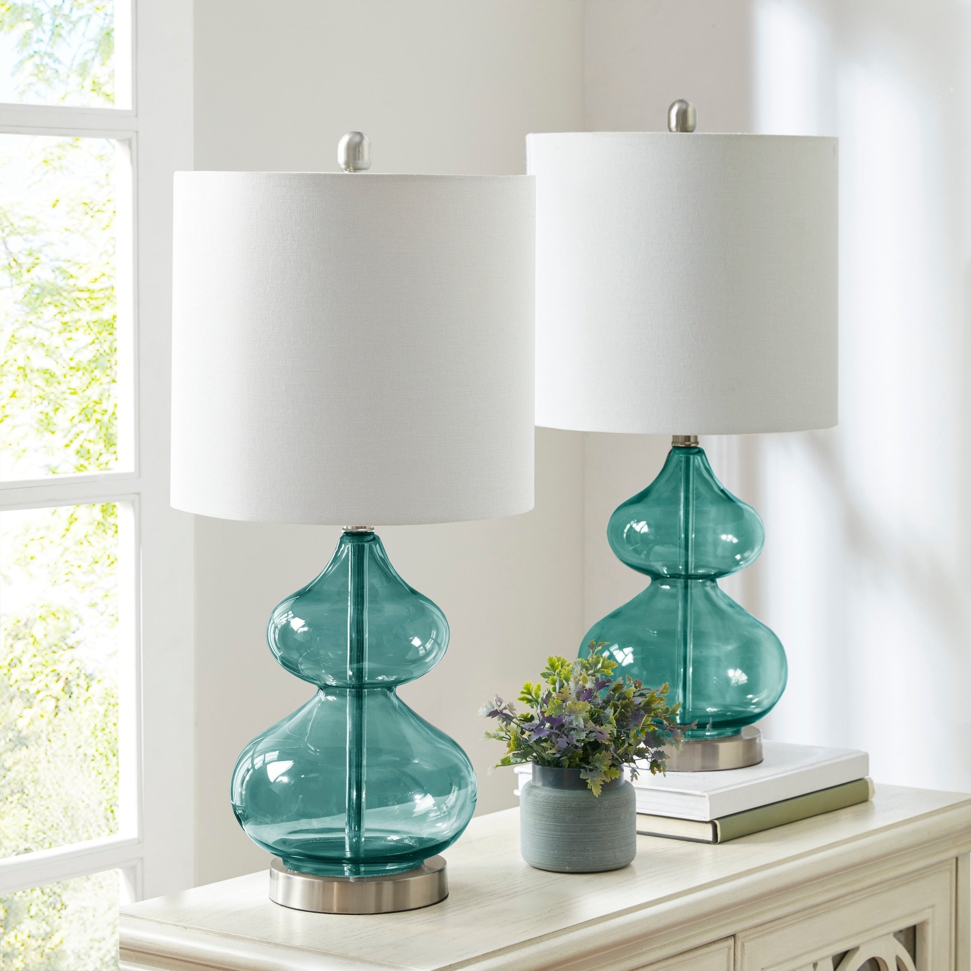 Lampe de table en verre courbé Ellipse, lot de 2