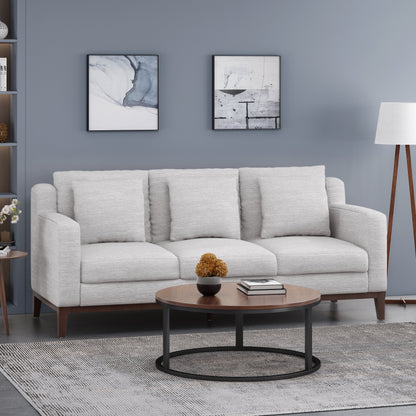 Canapé 3 places contemporain en tissu Elliston avec coussins décoratifs par Christopher Knight Home
