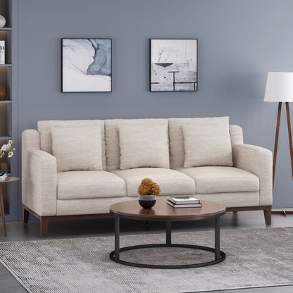 Canapé 3 places contemporain en tissu Elliston avec coussins décoratifs par Christopher Knight Home