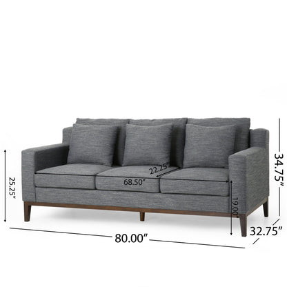 Canapé 3 places contemporain en tissu Elliston avec coussins décoratifs par Christopher Knight Home