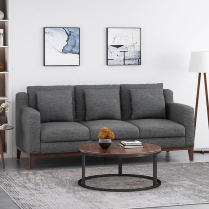Canapé 3 places contemporain en tissu Elliston avec coussins décoratifs par Christopher Knight Home