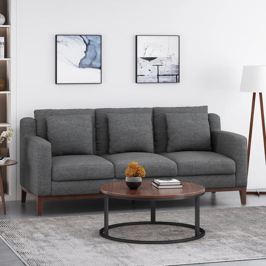Canapé 3 places contemporain en tissu Elliston avec coussins décoratifs par Christopher Knight Home
