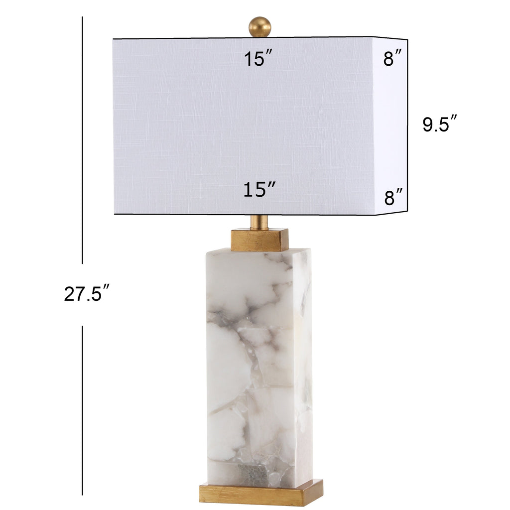 Lampe de table LED Eloise 27,5 en albâtre, blanc/feuille d'or par JONATHAN Y