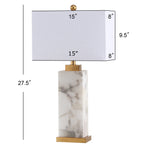 Lampe de table LED Eloise 27,5 en albâtre, blanc/feuille d'or par JONATHAN Y