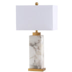 Lampe de table LED Eloise 27,5 en albâtre, blanc/feuille d'or par JONATHAN Y