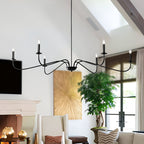 Lustre minimaliste français classique à 6 lumières avec éclairage de style bougie