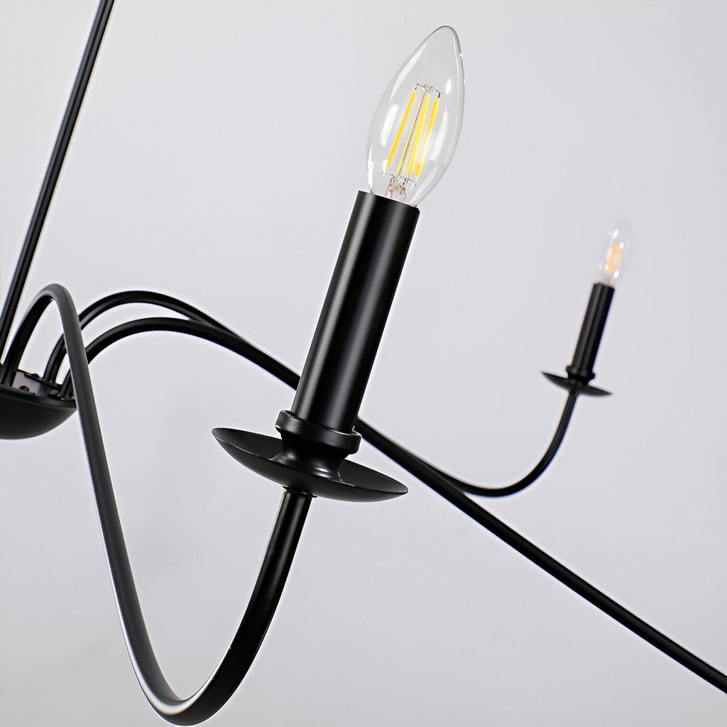 Lustre minimaliste français classique à 6 lumières avec éclairage de style bougie