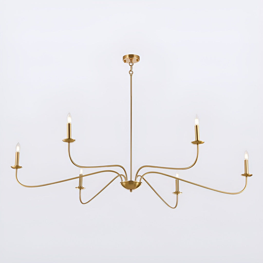 Lustre minimaliste français classique à 6 lumières avec éclairage de style bougie