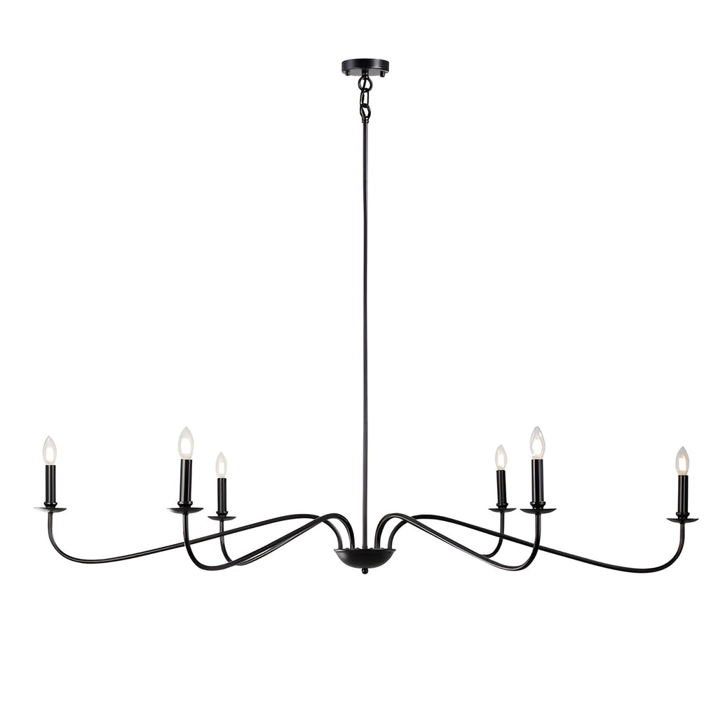 Lustre minimaliste français classique à 6 lumières avec éclairage de style bougie