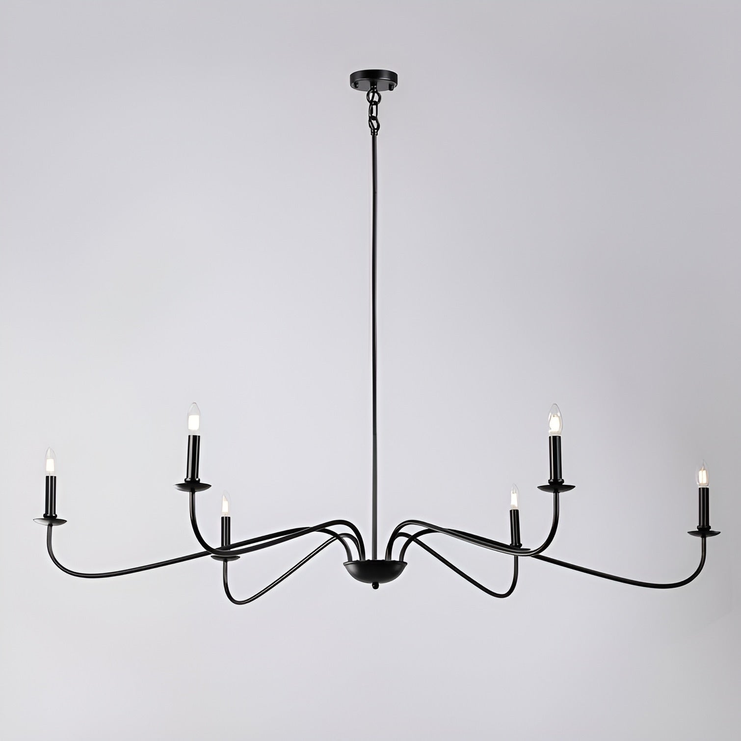 Lustre minimaliste français classique à 6 lumières avec éclairage de style bougie