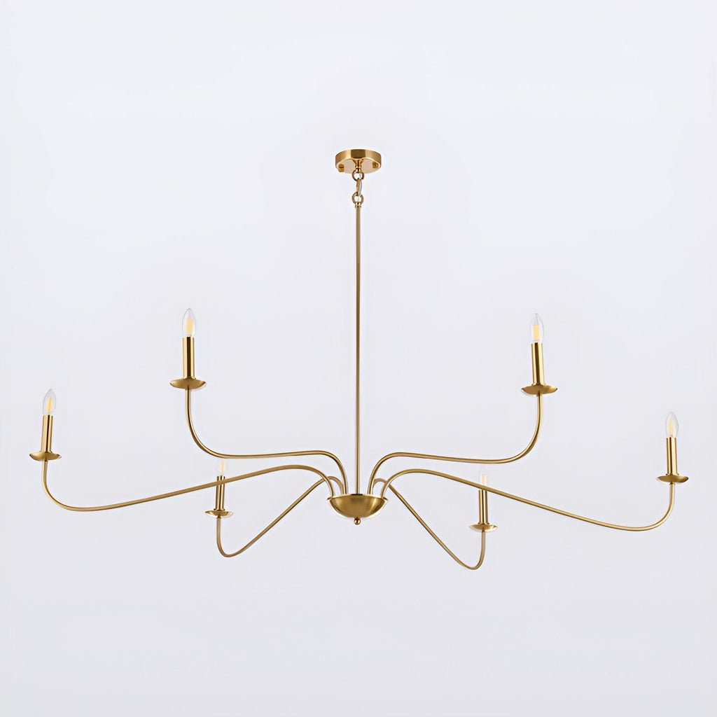Lustre minimaliste français classique à 6 lumières avec éclairage de style bougie