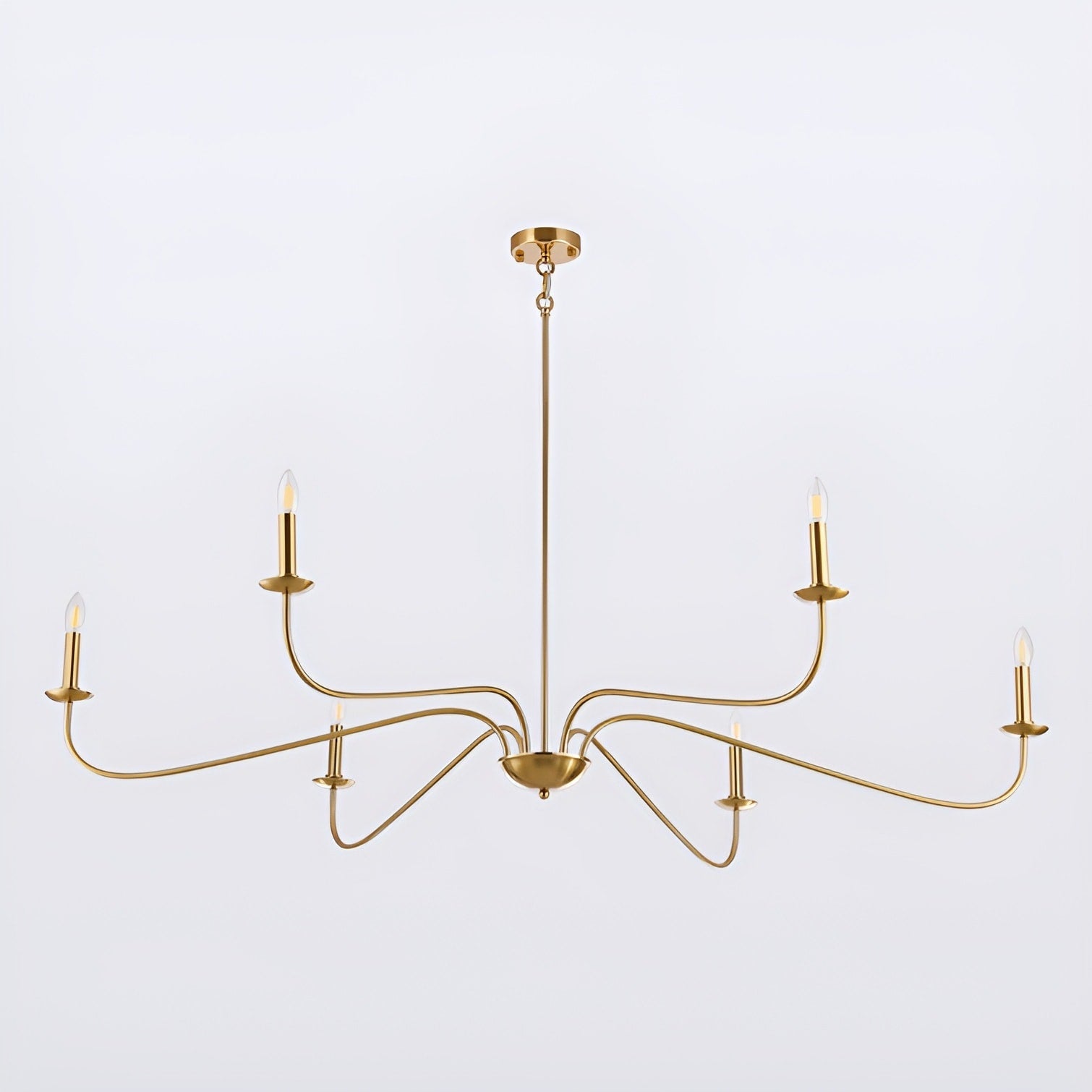 Lustre minimaliste français classique à 6 lumières avec éclairage de style bougie