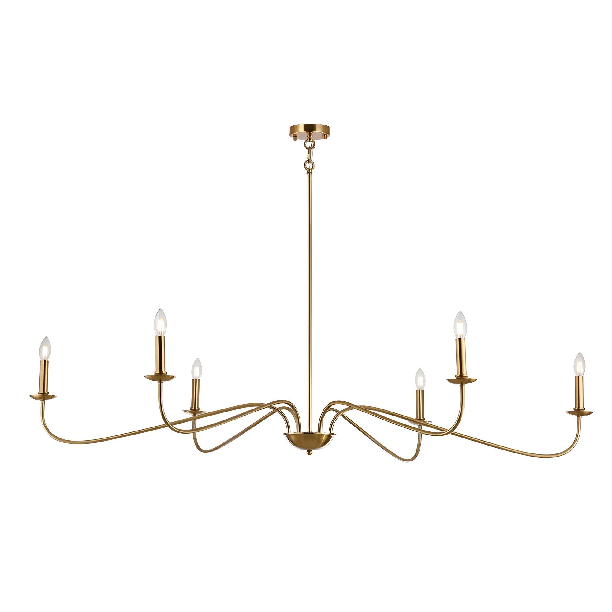 Lustre minimaliste français classique à 6 lumières avec éclairage de style bougie