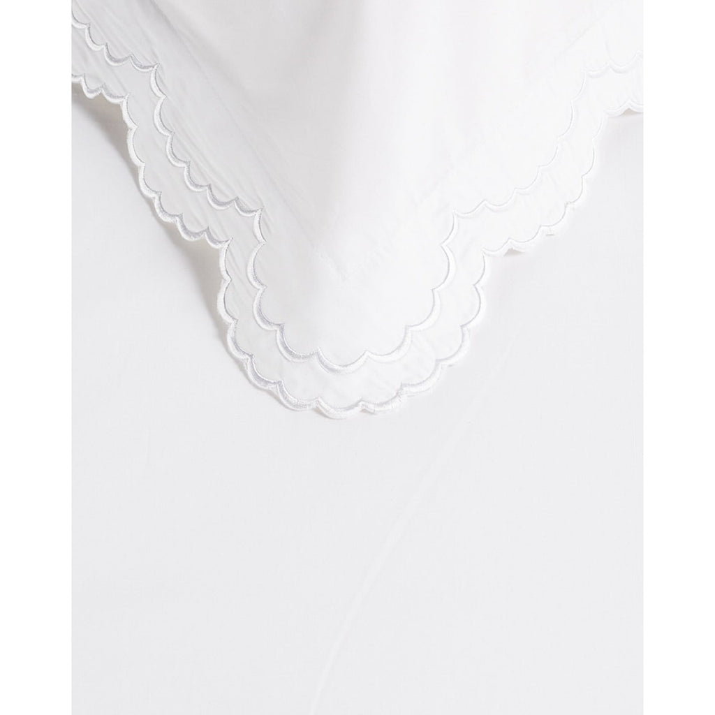 Parure de couette et taie d'oreiller double en percale de coton brodée et festonnée