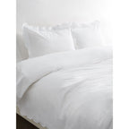 Parure de couette et taie d'oreiller double en percale de coton brodée et festonnée