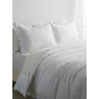 Parure de couette et taie d'oreiller double en percale de coton brodée et festonnée