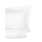 Parure de couette et taie d'oreiller double en percale de coton brodée et festonnée