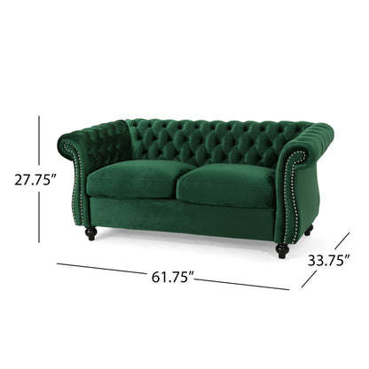 Canapé Chesterfield capitonné Emerald 61,75 avec têtes de clous et pieds