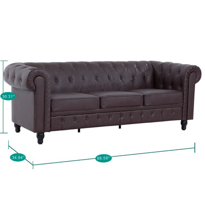Canapé Chesterfield Elegance, Confort luxueux pour salons cosy, Canapé moderne du milieu du siècle, Élégance, Canapé 3 places