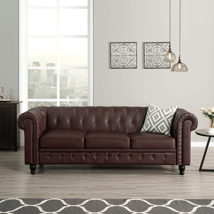 Canapé Chesterfield Elegance, Confort luxueux pour salons cosy, Canapé moderne du milieu du siècle, Élégance, Canapé 3 places
