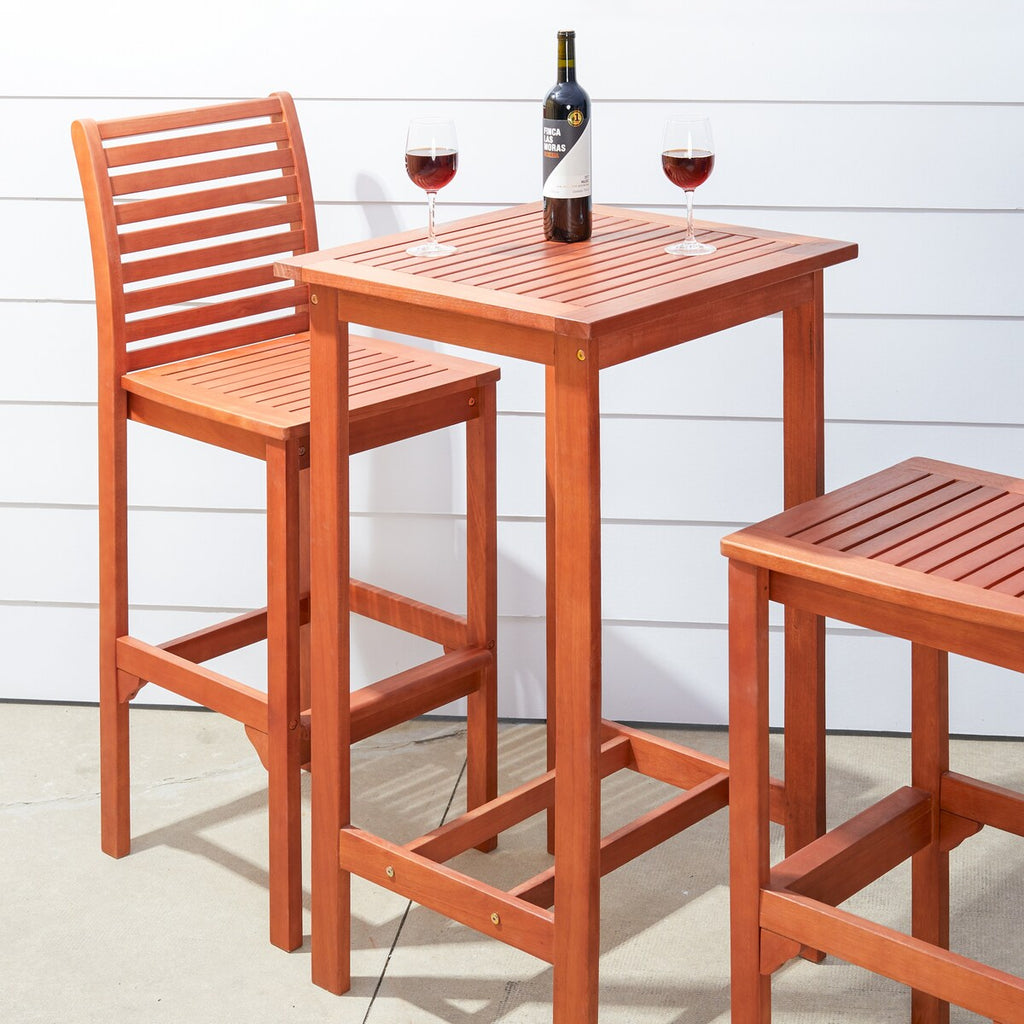 Ensemble de salle à manger avec table de bar et chaises en bois Emilio