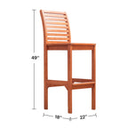 Ensemble de salle à manger avec table de bar et chaises en bois Emilio