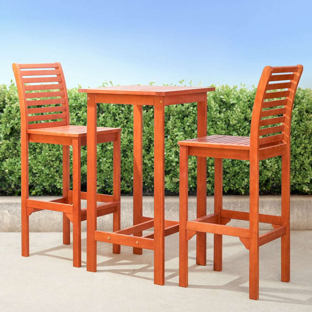 Ensemble de salle à manger avec table de bar et chaises en bois Emilio