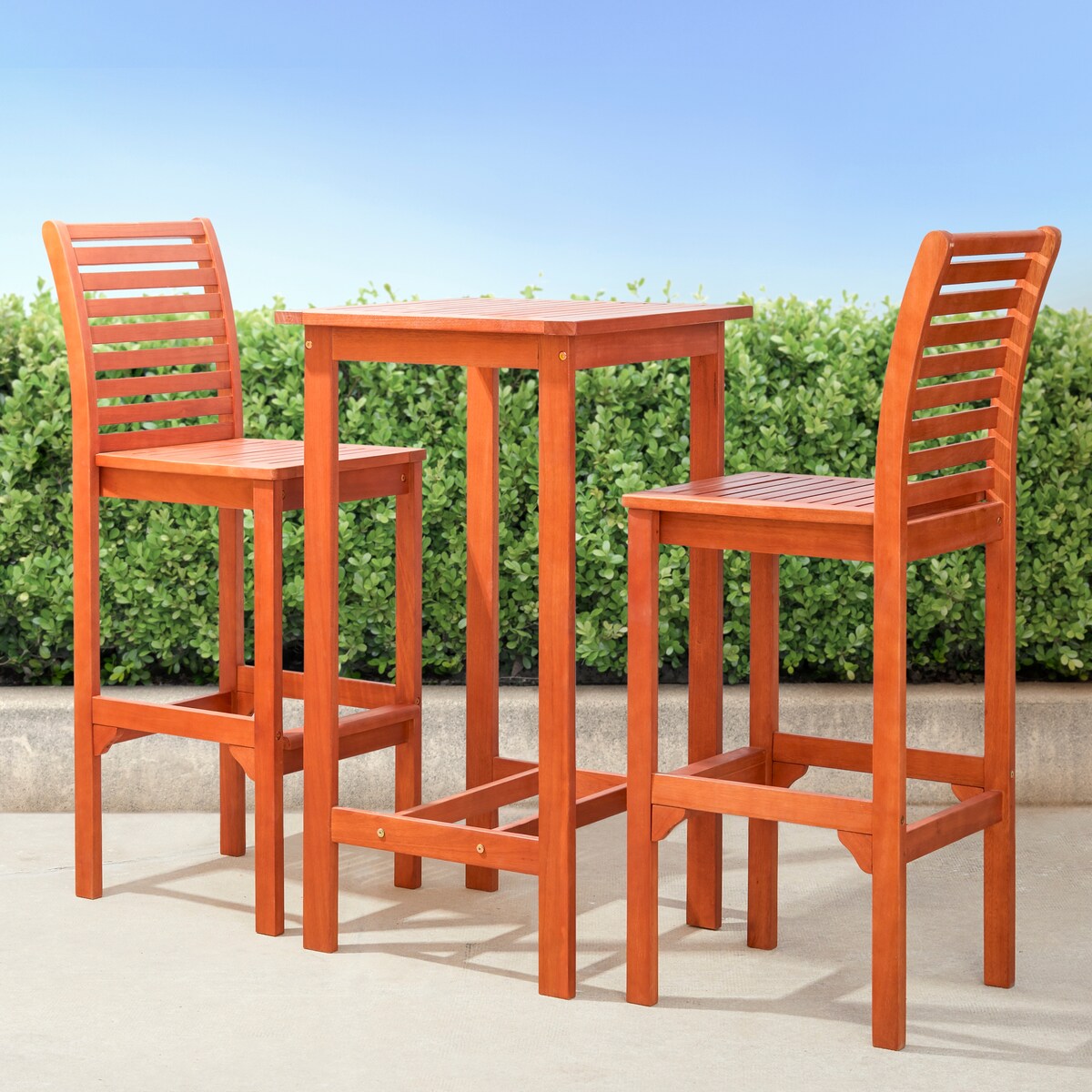 Ensemble de salle à manger avec table de bar et chaises en bois Emilio