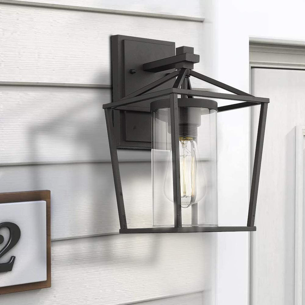 Lot de 2 appliques d'extérieur en métal noir et verre