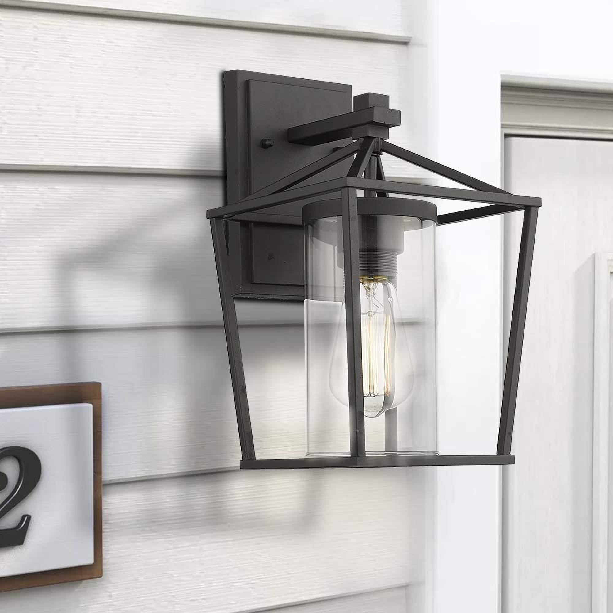 Lot de 2 appliques d'extérieur en métal noir et verre